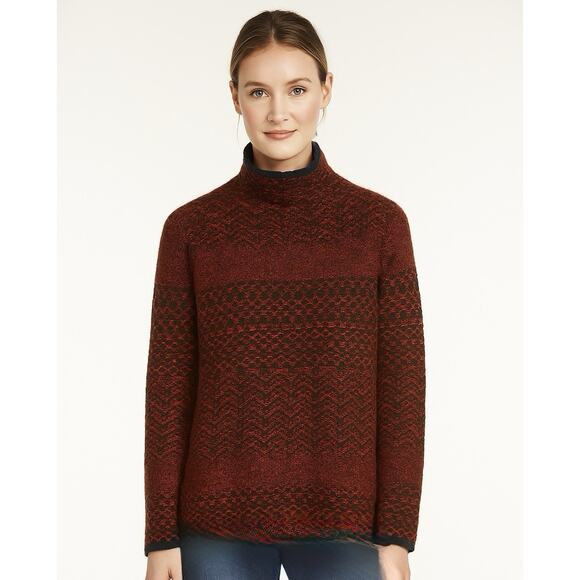 Habitat Mock Neck Sweater Womens Small Red Fair Isle Cozy Knit Pullover Holiday - Picture 1 of 14